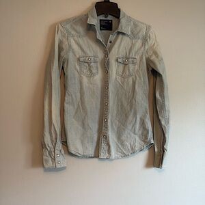 AMERICAN EAGLE WESTERN STYLE DENIM SHIRT, button down, size small